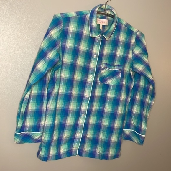 VICTORIA’S SECRET | Women’s Flannel Pattern Button Down Pajama Top Size SP - Picture 5 of 6
